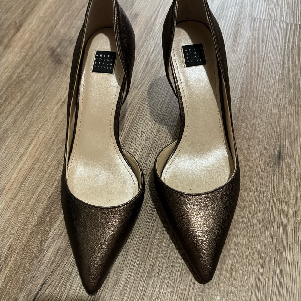 White House black market bronze heels